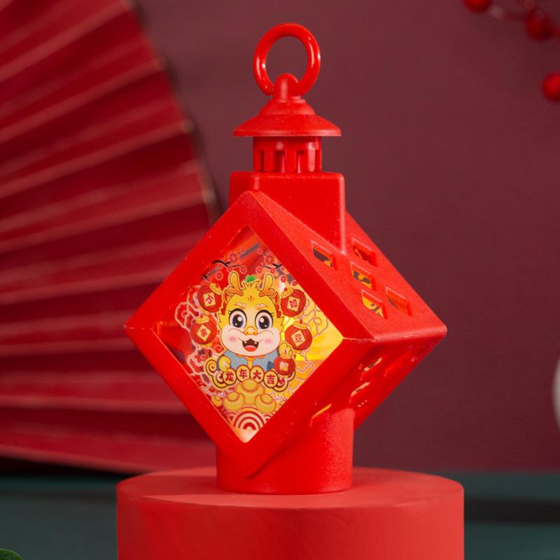 Linterna de Carácter Fu Portátil Resplandor Año del Dragón Decoración Festival de Primavera Nudo Chino Yuanxiao