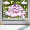 Creative Unicorn Castle Characters Stars Colorful Double-Sided Stickers, Window Glass Stickers, Living Room Bedroom Self-Adhesive