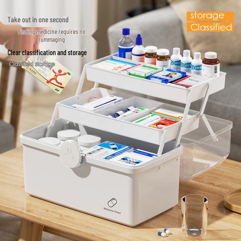 Cutie de Depozitare Medicamente de Prim Ajutor pentru Familie, Capacitate Mare, pentru Uz Casnic