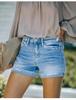 2023 Women's High Elastic Mid-Waist Ripped Denim Shorts
