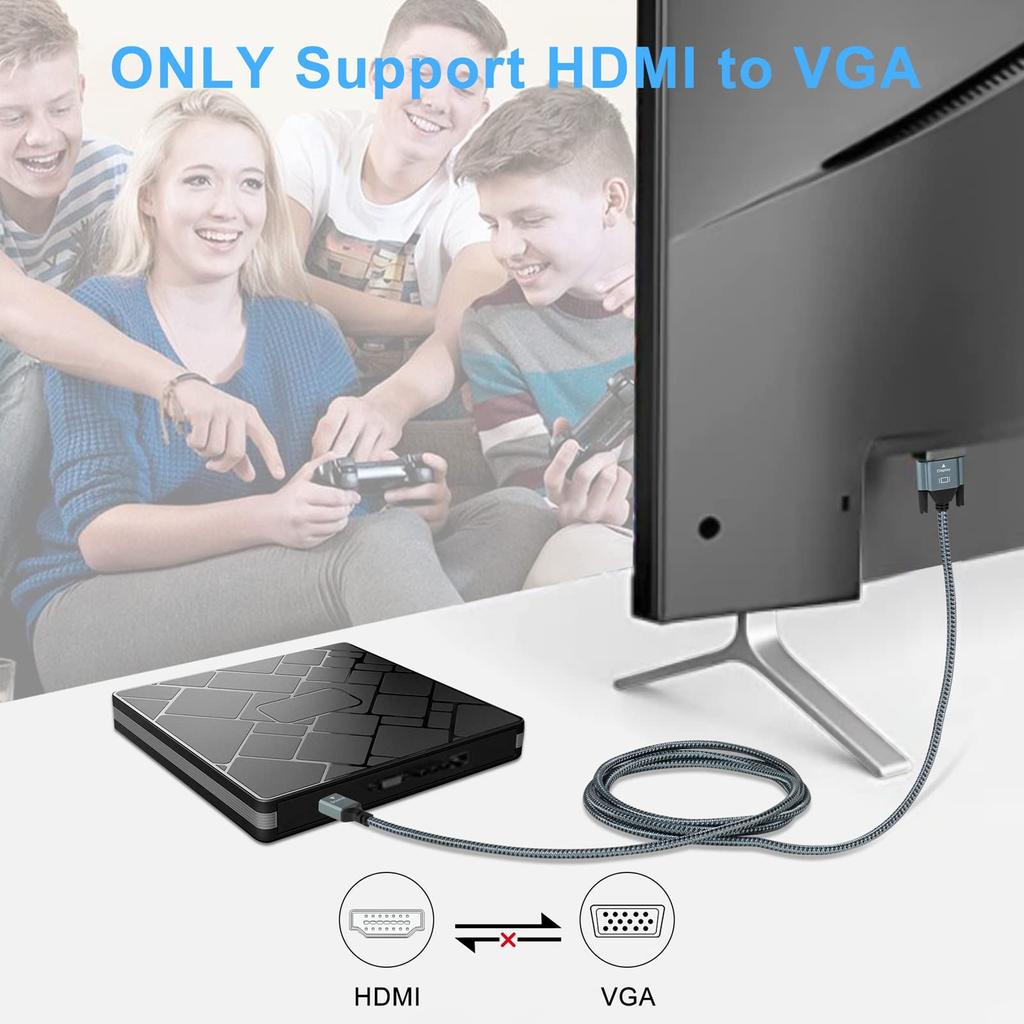 Twozoh HDMI zu VGA Kabel 5M Aluminiumlegierung Gehäuse Nylon Geflochten Vergoldet Unterstützung & 1080P/60HZ