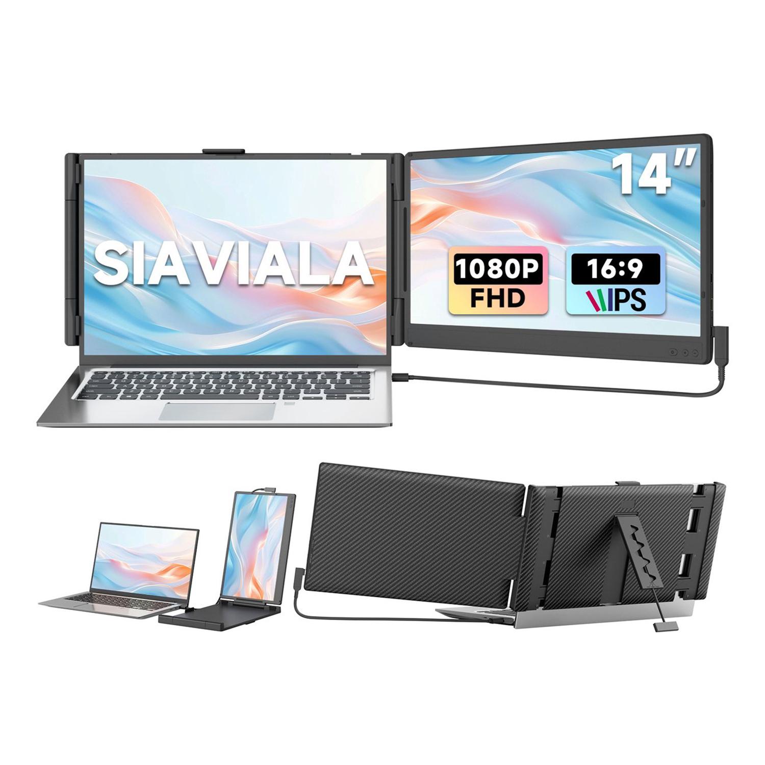 Siaviala P6 14  Laptop-Monitor | Plug & Play über Typ-C | 180° drehbar | FHD 60Hz | Universelle Kompatibilität Laptop & Smartphone | 200% Produktivität