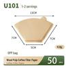 V60 Fan-shaped Raw Wood Pulp Coffee Filter, 100 Sheets, Hand Drip Disposable