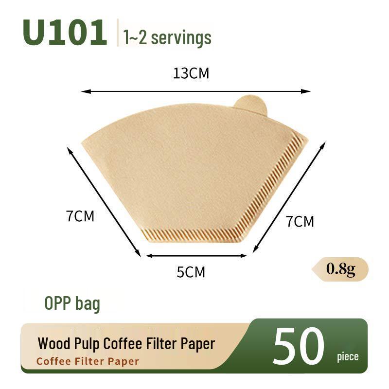 V60 Fan-shaped Raw Wood Pulp Coffee Filter, 100 Sheets, Hand Drip Disposable