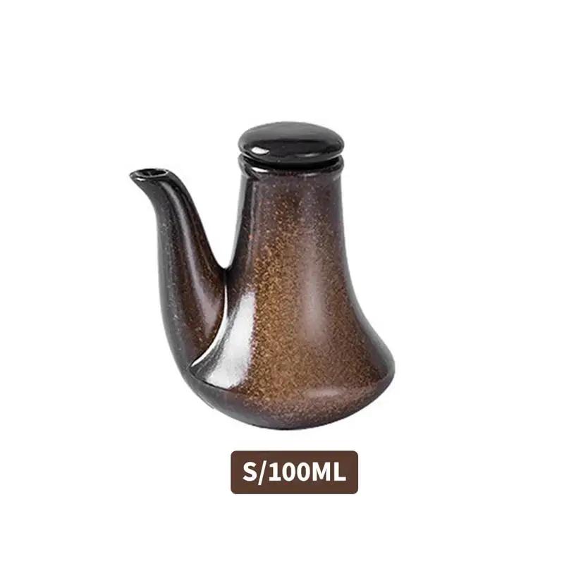 Japanese Retro Household Ceramic Oil Bottle Seasoning Jar Olive Oil Vinegar Soy Sauce BottleFood StorageContainerKitchenUtensils