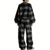 Women's Casual Plaid 2 Piece Set Pantsuit Set