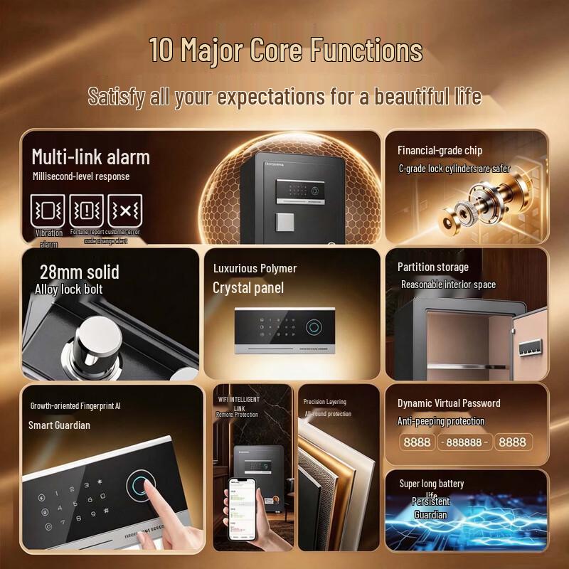 ONNAIS 45cm Steel Security Safe with Smart WiFi and Fingerprint Access