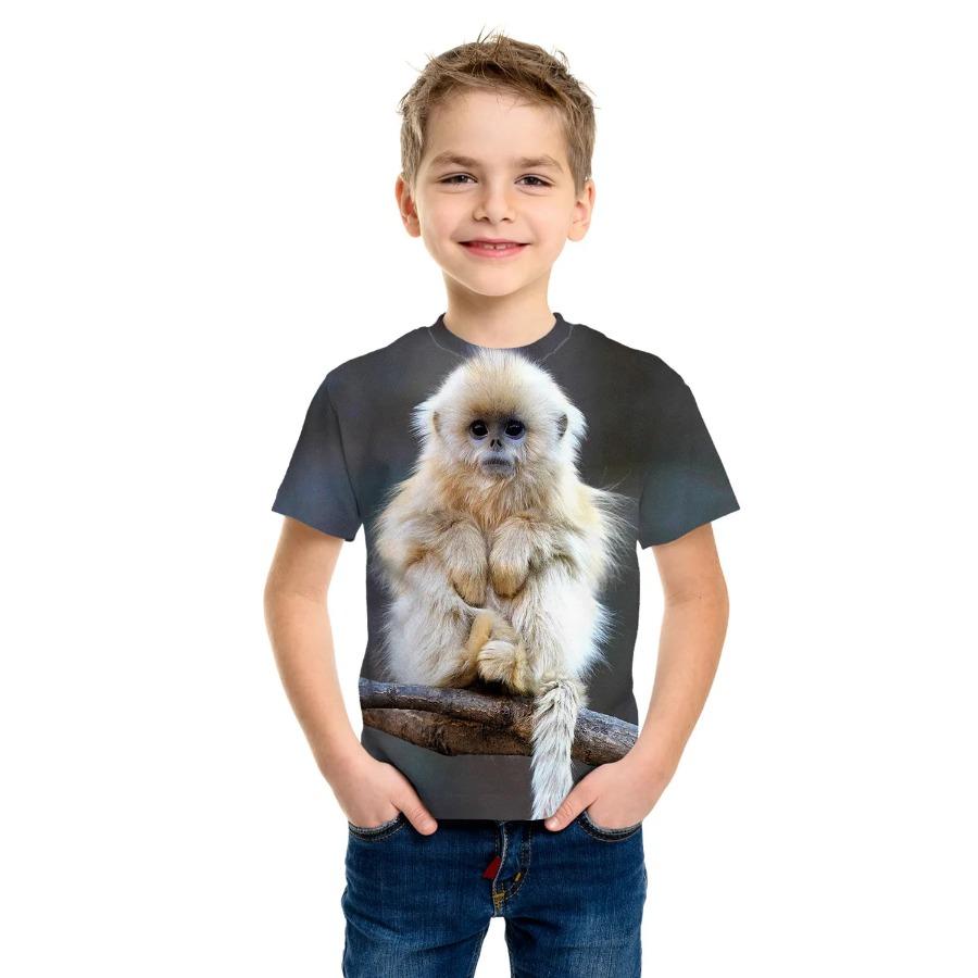 Children's Clothing T-Shirts for Boys Short Sleeve Boy Child Tee Shirt Girl Top 3D Monkey Print Funny Casual Kids Summer Clothes