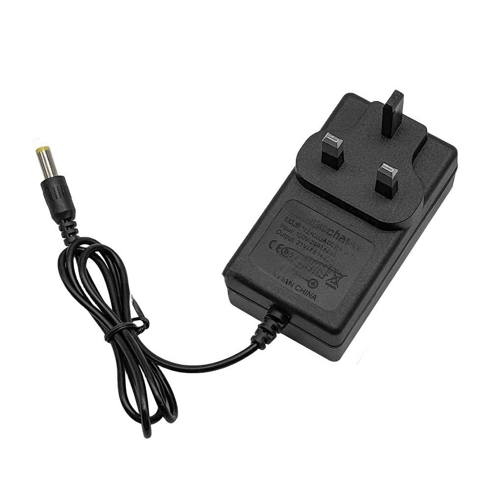 UK Standard 21V Power Adapter for Lithium Battery Drills with Plastic Housing Compatible with 100V-240V Worldwide Voltage Input