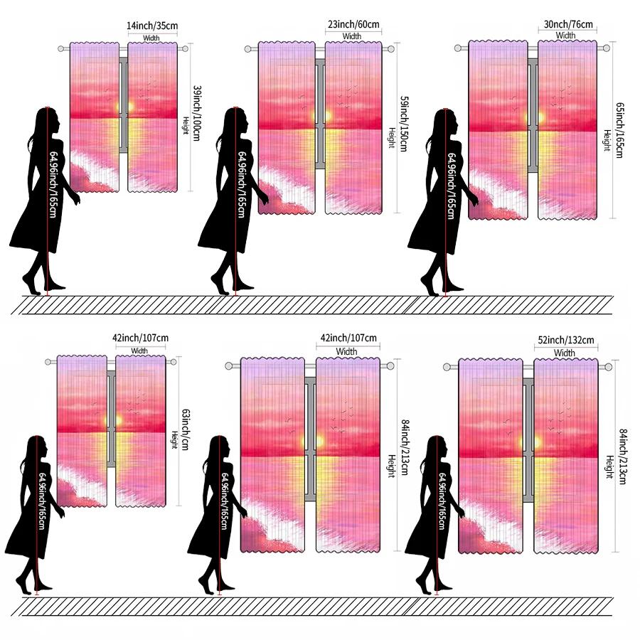 Beach Under Pink Sunset Printed Curtains Christmas Decorations Daily Home Room Curtain Polyester
