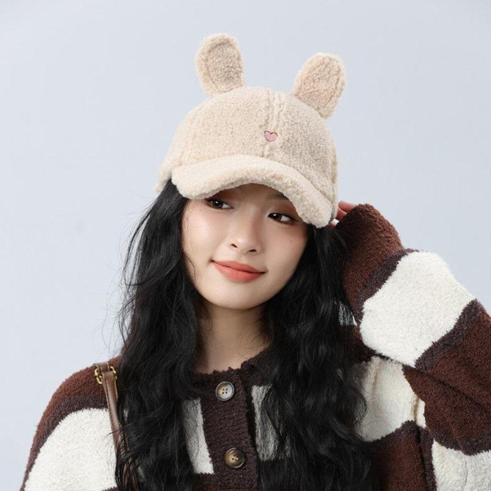 

Rabbit Ear Duck Tongue Hat Plush Wool Duck Tongue Cap Fashionable Women Winter Hat