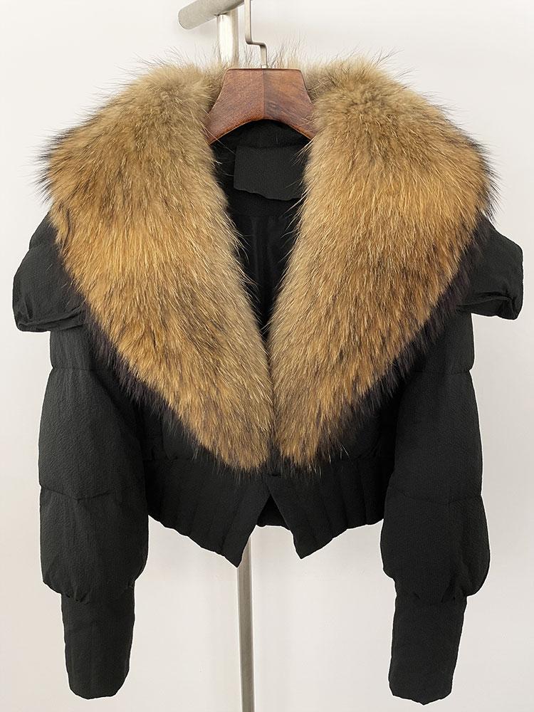 OFTBUY Down Jacket Women 2024 New Winter Natural Real Raccoon Fox Fur Collar Short White Duck Down Coat Thick Warm Casual Outerwear