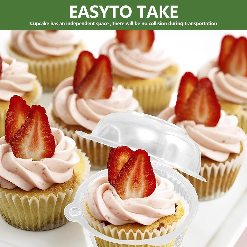 100Pack Clear Food Container Plastic To Go Containers Cake Slice Containers Clamshell Takeout Tray for Pastry,Salad,Dessert