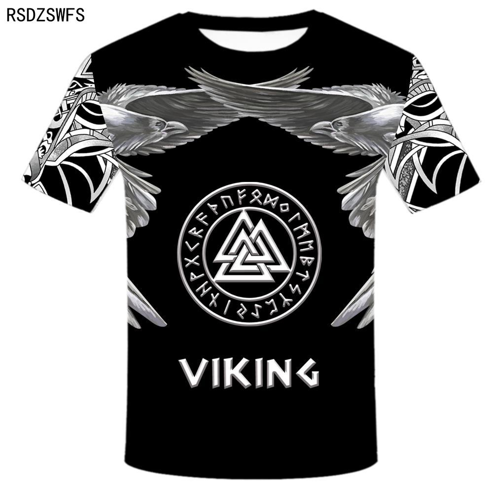 2020 Neue Mode für Männer Hoodies 3D-Druck Viking Tattoo T-Shirt T-Shirts Shorts Ärmel Bekleidung Unisex nordischen Cosplay lustige Streetwear