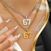 Mode Punk 67 Halskette Edelstahl Anhänger mit Tag-Buchstaben für Männer Frauen Sportlichkeit Schmuck Geschenk
