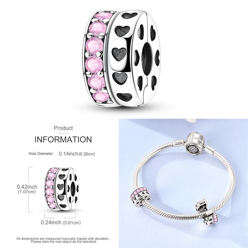 Cat Butterfly Daisy CZ Pave Clip Charm Bead Components Positioning Buckle Copper Metal Silicone Spacer Bead Components Compatible With Authentic