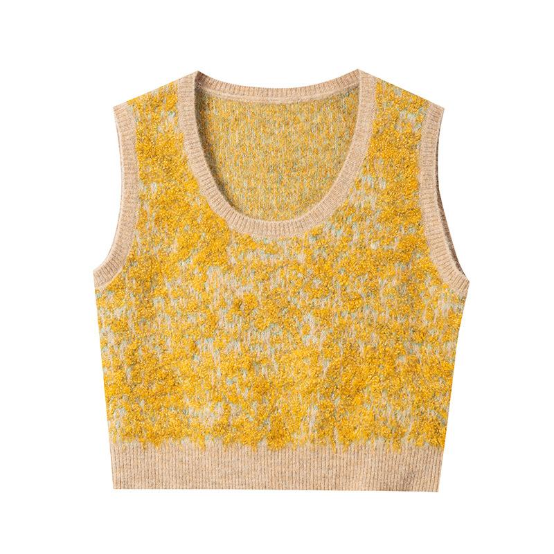 Soft Waxy Skin-friendly Alpaca Wool Blended Neck Knitted Sweater Women's Autumn New Sweater, Thin Stacked Vest