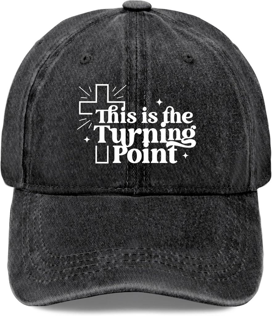 This is The Turning Point Christian Cross Baseball Cap Distressed Washed Casual Adult Unisex