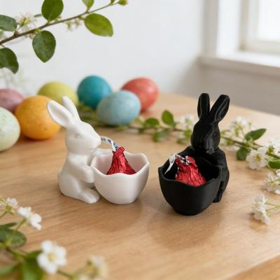 Osterhase Süßigkeitenschale 3D-gedruckte Kaninchen Snack Servierschale Dekorative Dessert Nuss Schale für Osterparty Tischdeko Heimdeko