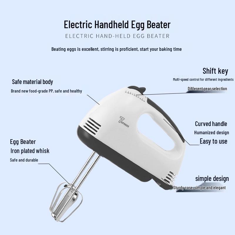 Compact Electric Egg Beater for Baking and Cream Mixing