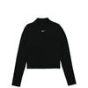 Solid Color Mock Neck Pullover Long Sleeve T-Shirt Women Tops Black DV7880-010