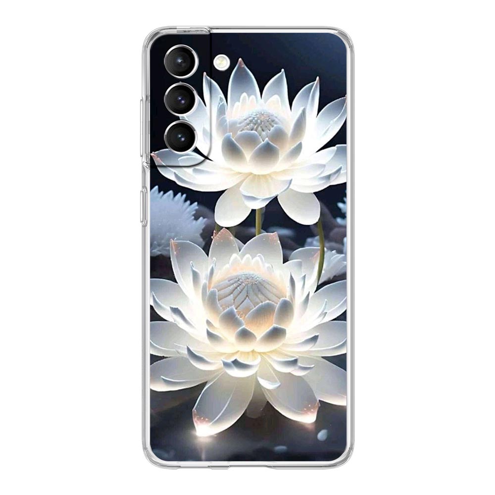 Phone Case For Samsung Galaxy S25 S24 S23 FE S22 Ultra S20 S21 5G S10 S9 Plus S10E S8 Soft Clear Cover Luxury Lotus Flower