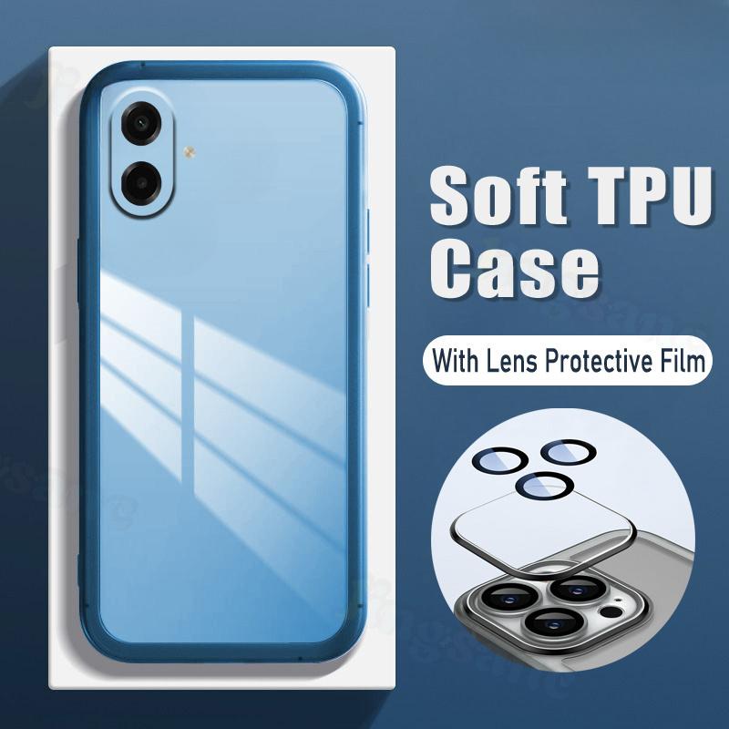For Samsung Galaxy A07 / A07S / A08 / A18 Case Camera Protection Semi Transparent Soft Silicone Shockproof with Lens Protector Films