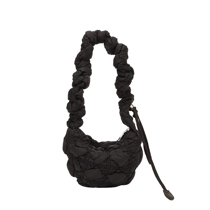 

Summer new dumpling bag niche cute wind cloud pleated bag casual simple shoulder messenger bag one size чёрный