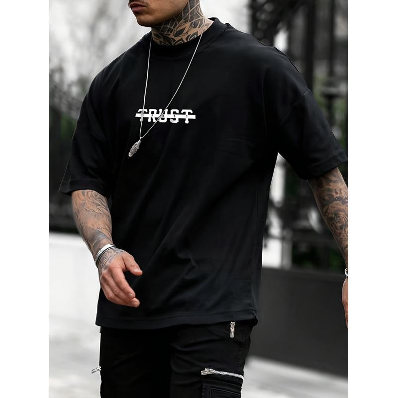 Herr Monogramtryck Casual Lös Kortärmad Enkel Bekväm T-shirt Herr
