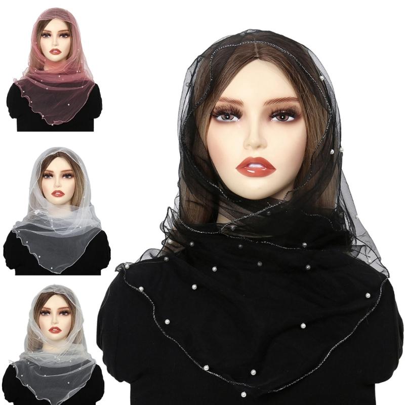 Beadwork Head Scarf Veils for Women Catholic Church Mantilla Veils Head Covering Mass Veils Tulle Scarf for Everyday Wear