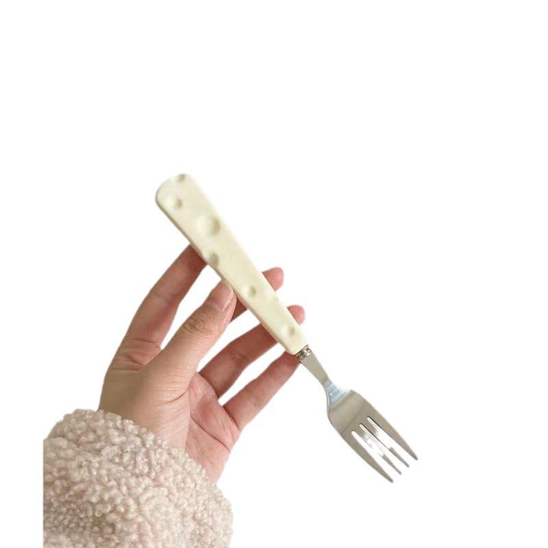 Stainless steel chopsticks spoon fork three-piece set cartoon cheese love student picnic portable tableware set