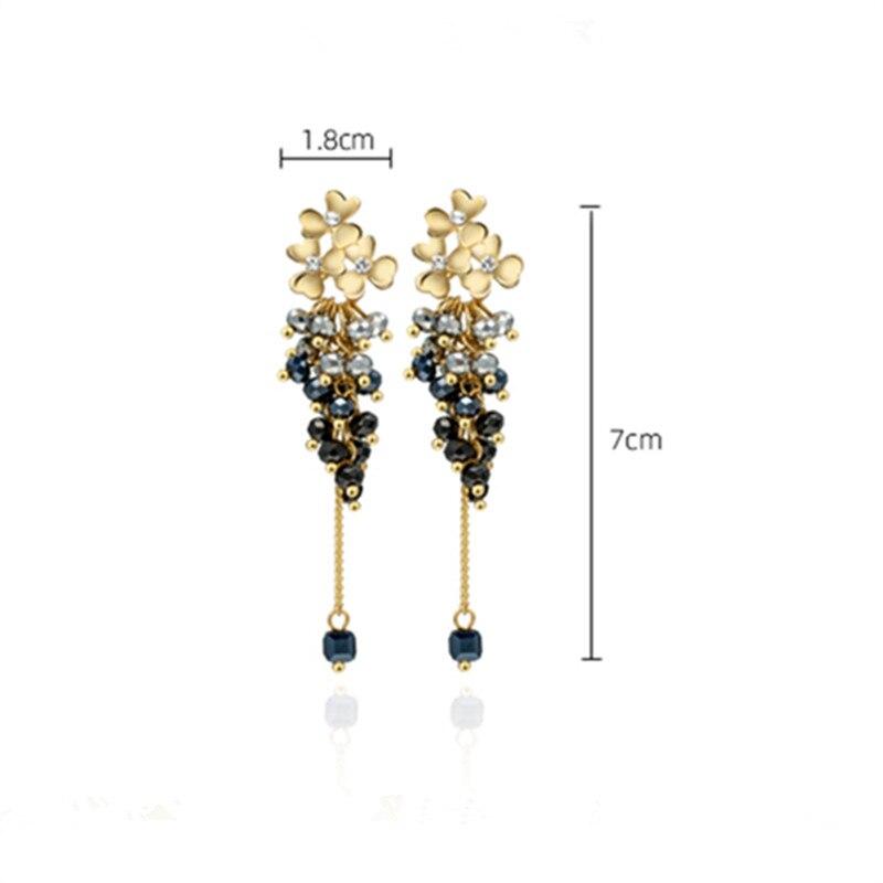 Length 7cm Beautiful Pink /Light Green /Black Crystal Beaded Tassel Earrings For Women Doll Accessories Quality Fire !