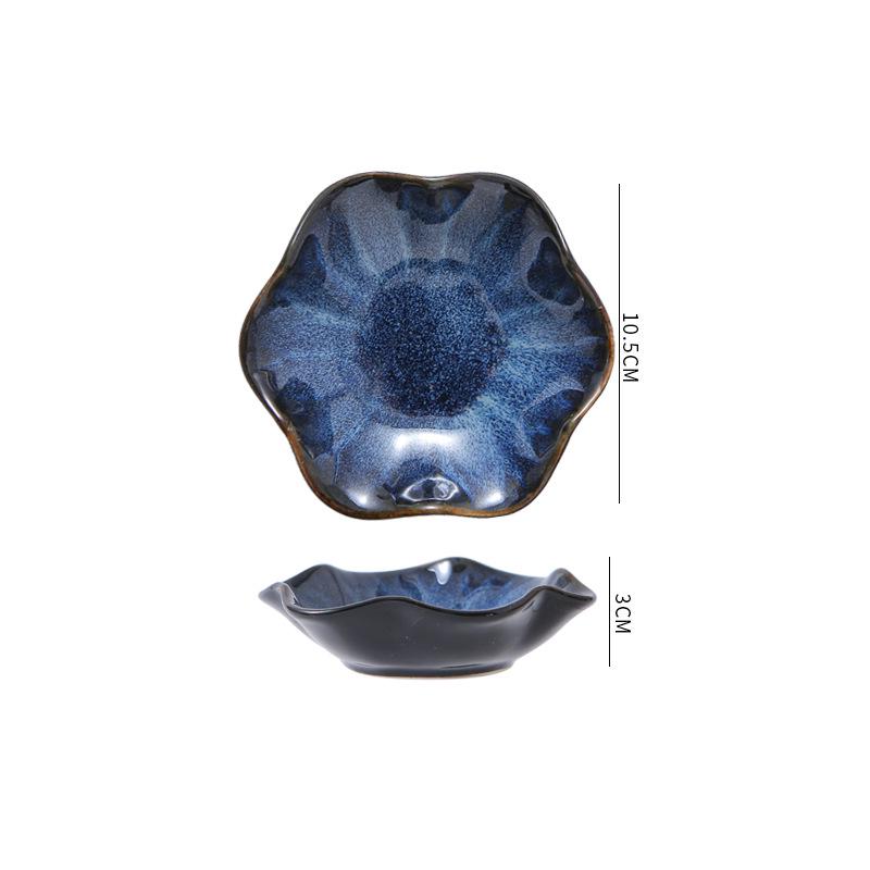 Starry Sky Blue Japanese Ceramic Floral Dipping Dish