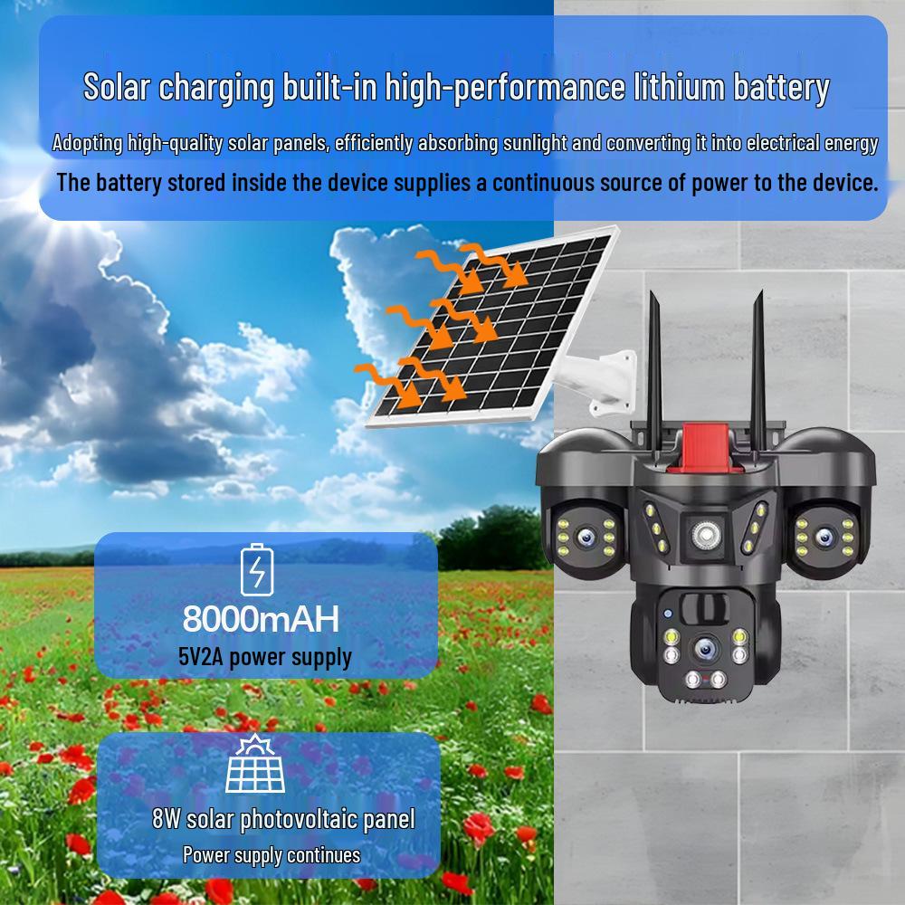 EseeCloud 4G Solar-Powered Triple Lens Security Camera (European Version)