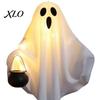 Lighted Outdoor Yard Ornaments Halloween Hanging Ghost with LED Lights, Spooky White Gauze Glowing Ornament, Porch Decor Flexible Figures for