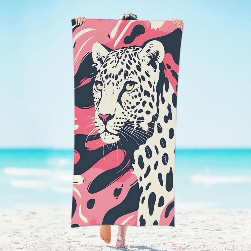 Oversized Blue Flower Beach Towel - for Women Girls, Microfiber Lightweight Sandproof Quick Dry Towel, Suitable Pool Yoga Bath