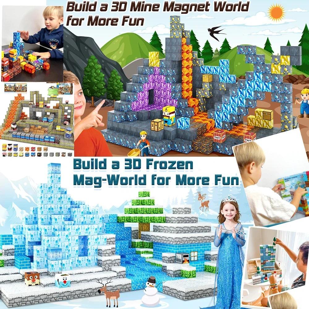 Magnetic Mine World Cube Building Blocks Magnet World Set for Boys Girls Age 3+ DIY Model Child Kids Montessori Sensory Toys