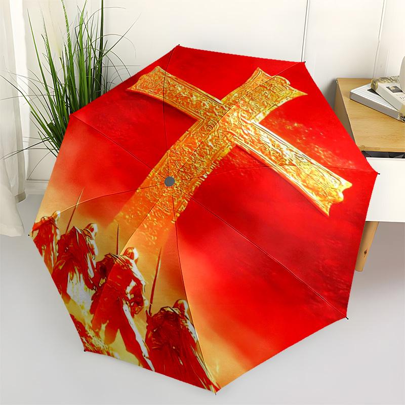 

Cross Crusaders Themed Automatic Opening and Closing Umbrella, Compact Travel Umbrella, Lightweight and Portable, Suitable for Beach Commuti