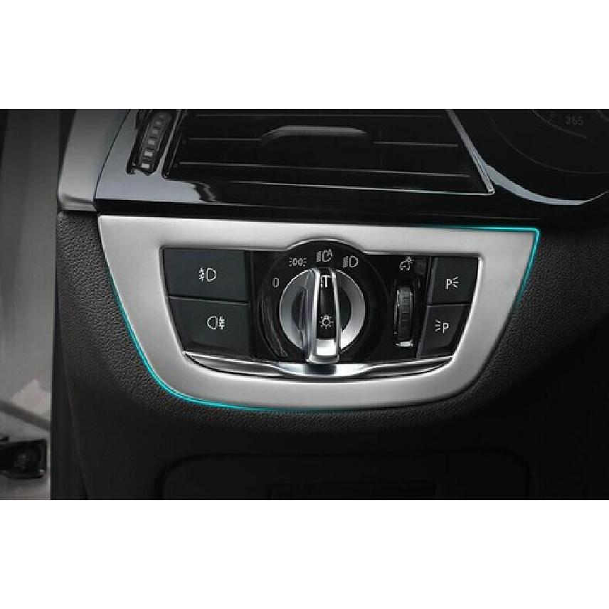 Car Headlight Switch Control Cover Trim Titanium Silver For BMW 5 Series 2018-22