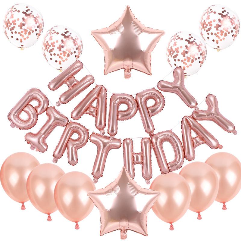 

Happy Birthday Balloon Set Latex Sequin Balloon Party Decoration Aluminum Film Letter Birthday Decoration Atmosphere Arrangement Rose Gold Birthday Sequin Set