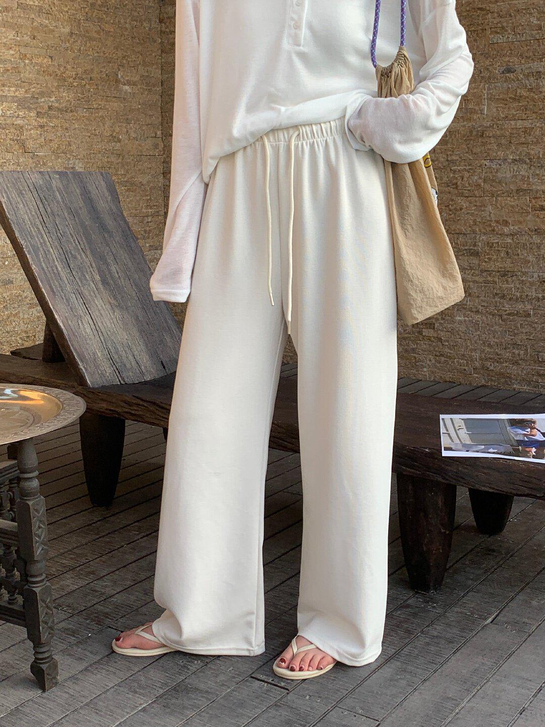 Early Spring Lemon Green Tea High-Waisted Wide-Leg Pants - Women s Casual Loose Fit with Tie-Waist Large
