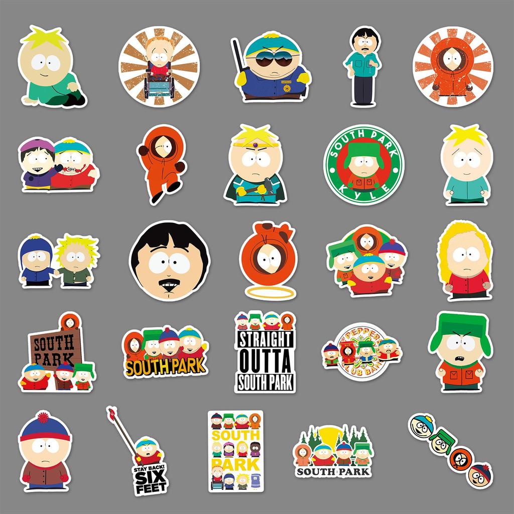 50 South Park Graffiti Cartoon Stickers for Skateboards, Water Bottles, and Suitcases