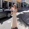 Elegant Lace Mesh Floral Fishtail Dress - Women's Waist-Defining, Slimming, Spaghetti Strap Bodycon for Spring/Summer