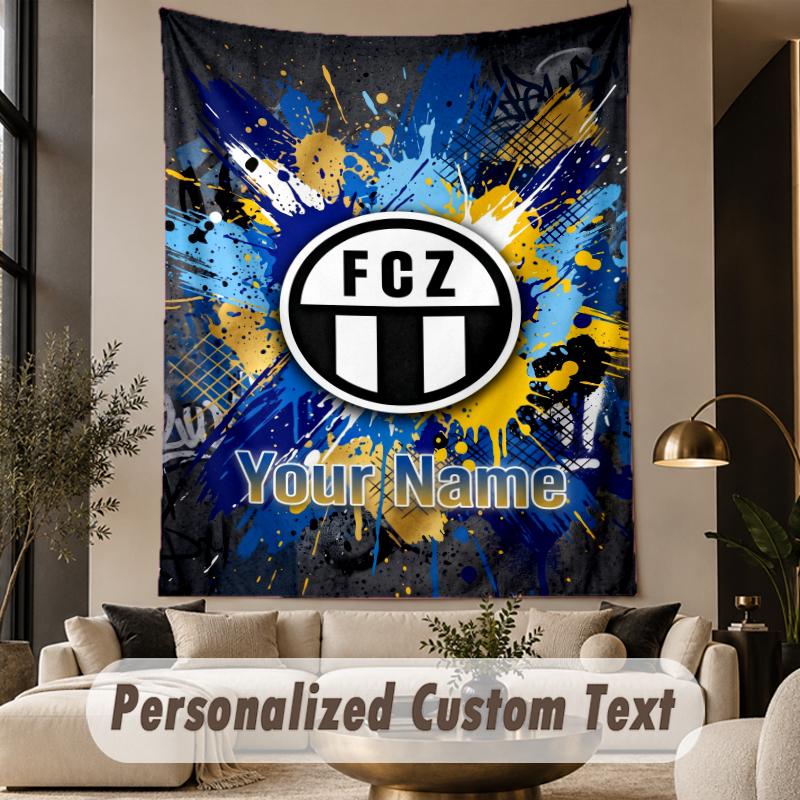 Custom Text Tapestry FC Zürich Print Wall Tapestry Indoor Living Room Wall Decor