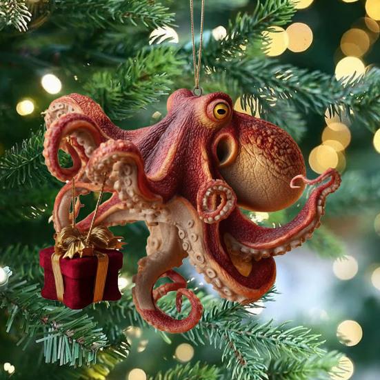 Chobotnice vánoční ozdoba akrylová hlubokomořské zvíře ozdoba na vánoční stromek