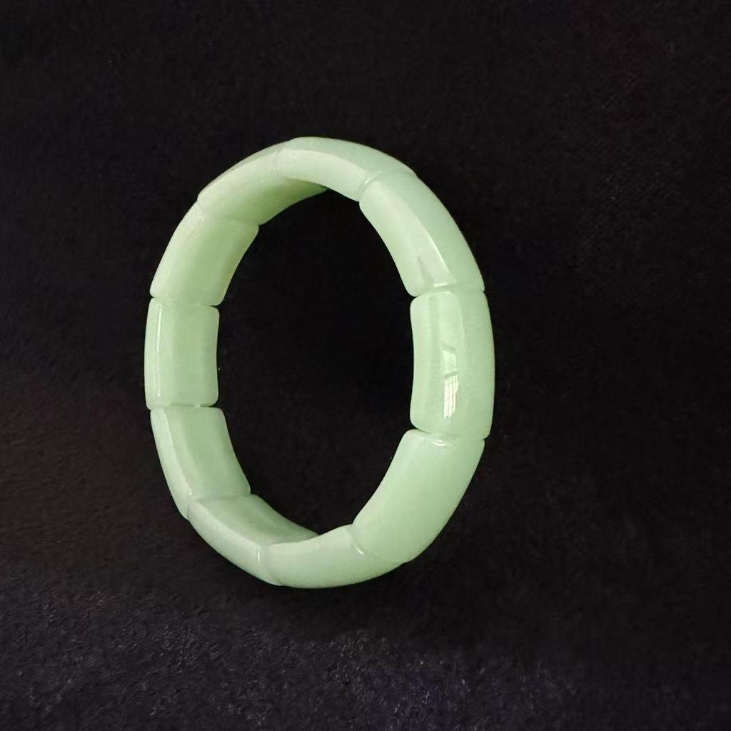 Elegant Nephrite Jade Bamboo Bracelet for Women - Jadeite Color, Simple Gift for Mom