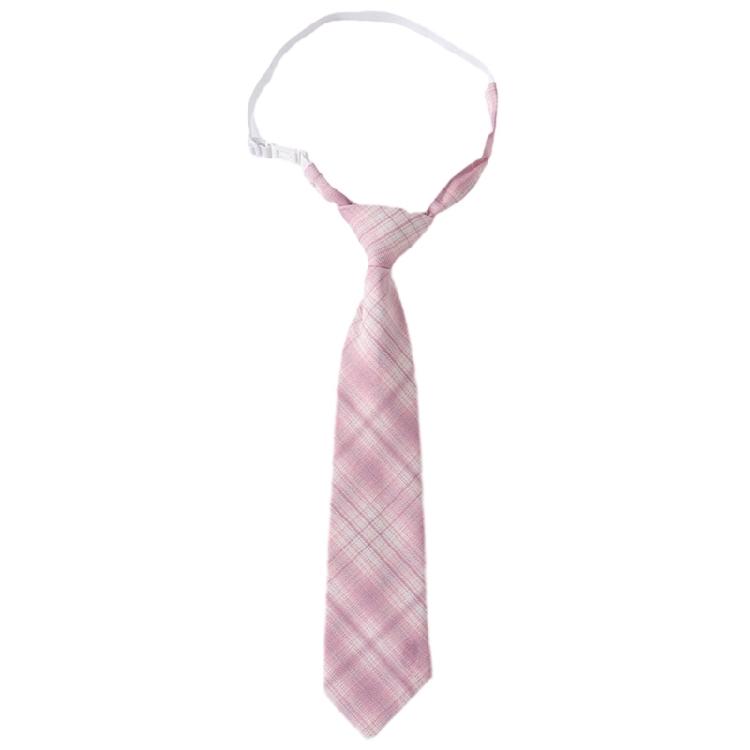 Pink Checkered Pre-Tied Neck Tie Japanese JK Girl Student Uniform Necktie Bowtie