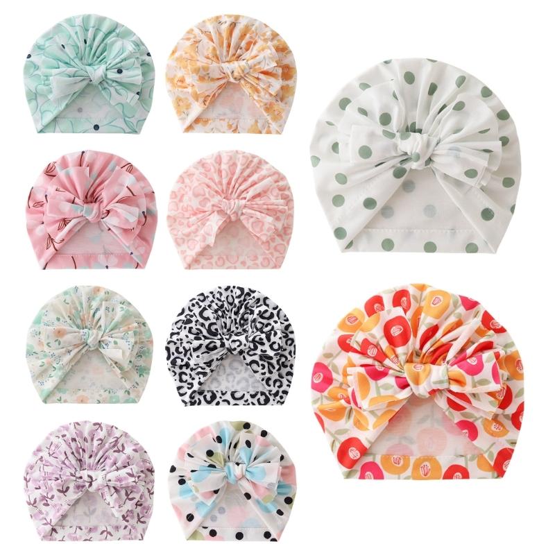 Baby Hat Unisex Newborn Muslin-Hat Big Bowknot Brimless Hat Infant Windproof Headwear Newborn Hat Spring Warm Headdress
