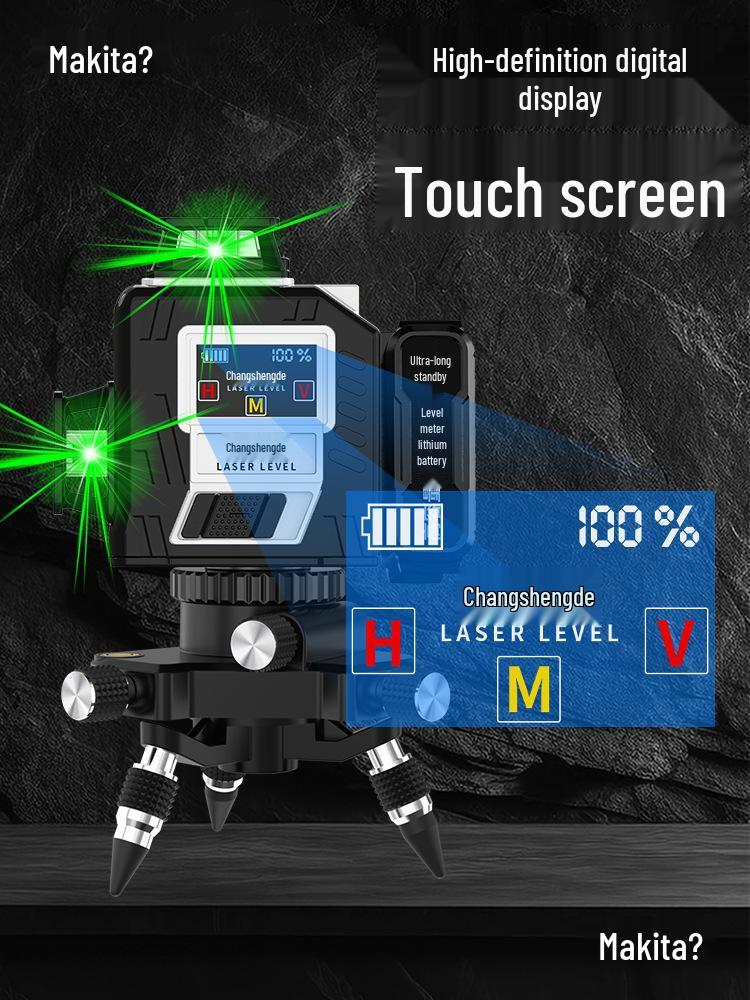 12-Line Green Laser Level with 8-Line Red Infrared Projection, 3D Blue Light, Wall-Mounted, High-Precision Automatic Laser by Mai Taibao.
