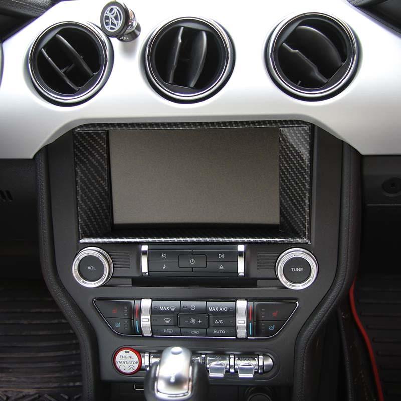 Car Navigation Decorative Panel Decoration Cover Stickers Fit For Ford Mustang 2015 Up ABS Interior Accessories